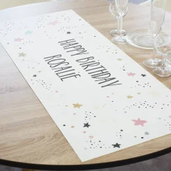 Tischläufer zum Geburtstag mit Sternen und Name bedruckt