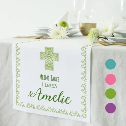 Tischläufer zur Kommunion, Konfirmation oder Taufe, in 4 Farben und 2 Größen zur Auswahl