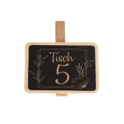Tischnummer als Holztafel mit Klammer für Hochzeiten, Geburtstage & Feiern
