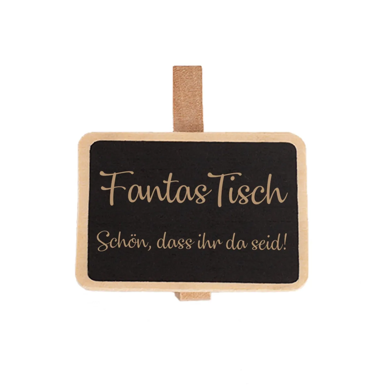 Tischnummer als Holztafel mit Wunschtext für Hochzeiten, Geburtstage & Feiern