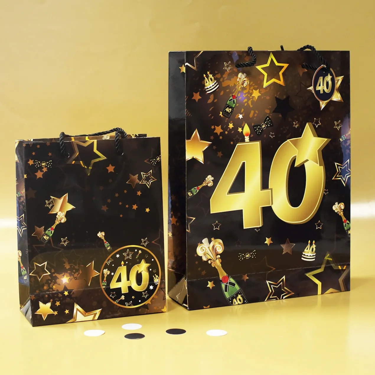 2-tlg. Geschenk-Taschen-Set - 40 schwarz/gold