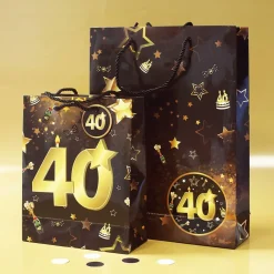 2-tlg. Geschenk-Taschen-Set - 40 schwarz/gold