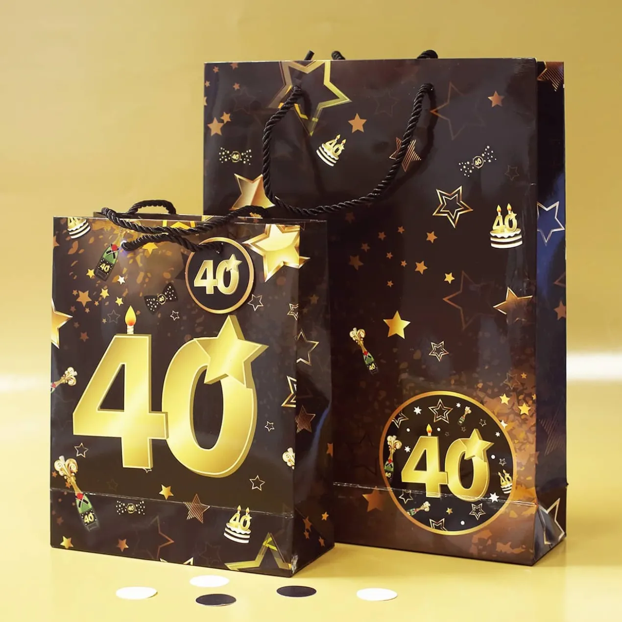 2-tlg. Geschenk-Taschen-Set - 40 schwarz/gold