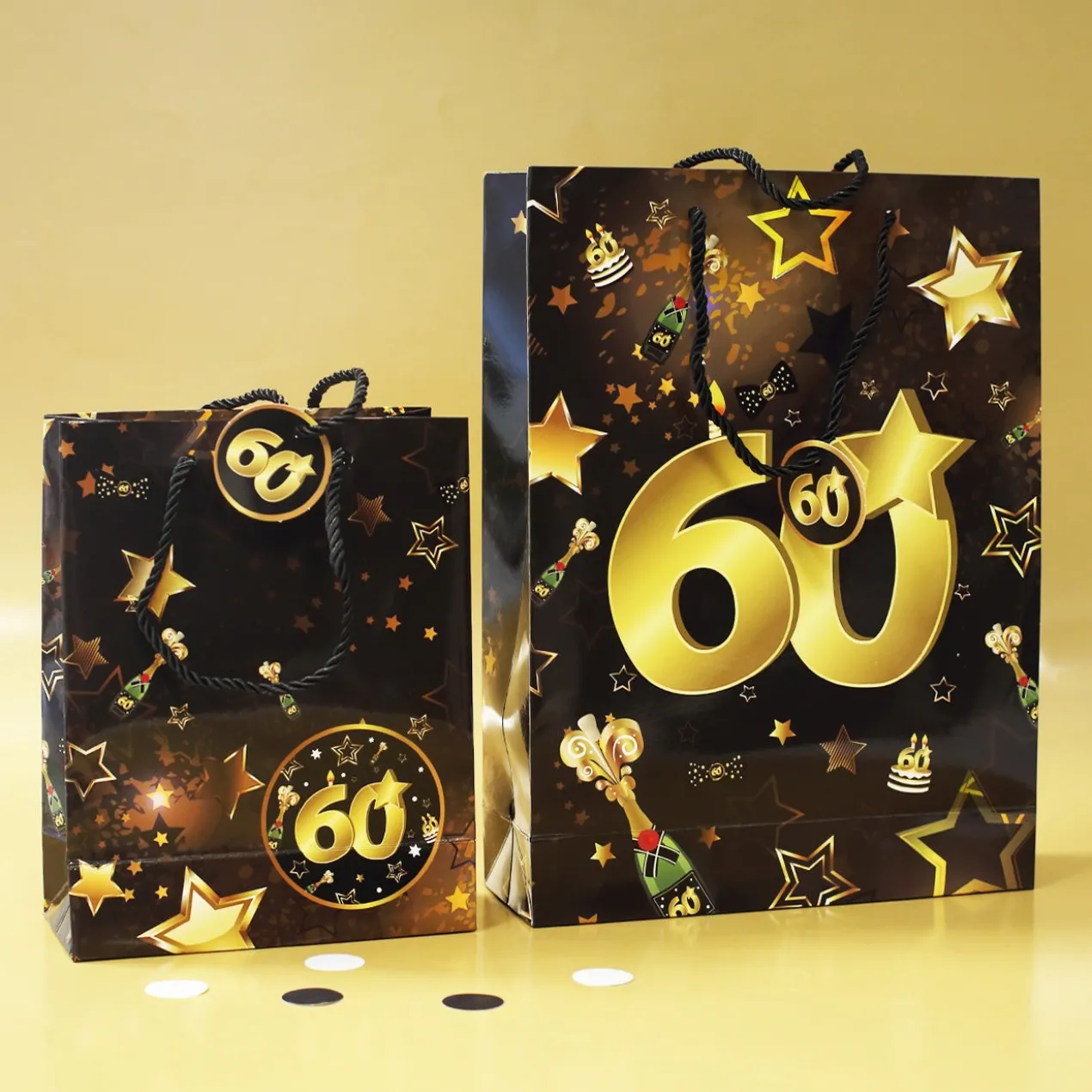 2-tlg. Geschenk-Taschen-Set - 60 schwarz/gold
