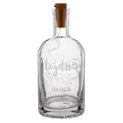 Together... gravierte Geschenkflasche mit Namen des Paares und LED-Flaschenlicht