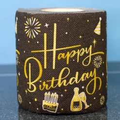 Toilettenpapier zum Geburtstag Schwarz/Gold