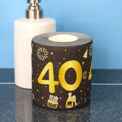 Toilettenpapier zum Geburtstag Schwarz/Gold