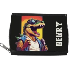 Tolle Kindergeldbörse mit rockenden Dinosauriern und Name