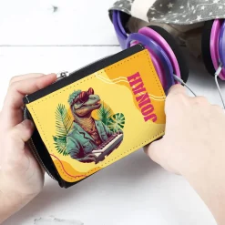 Tolle Kindergeldbörse mit rockenden Dinosauriern und Name