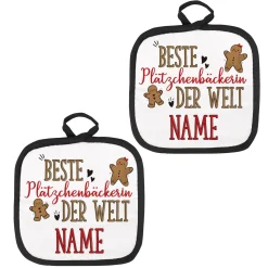 Topflappen - Beste Plätzchenbäckerin - mit Ihrem Wunschnamen