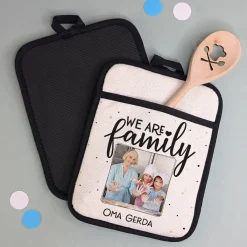 Topflappen 2er Set für die Familie | Personalisierbar mit eigenem Foto