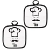 Topflappen 2er Set personalisiert mit Name | Kochmützen-Motiv