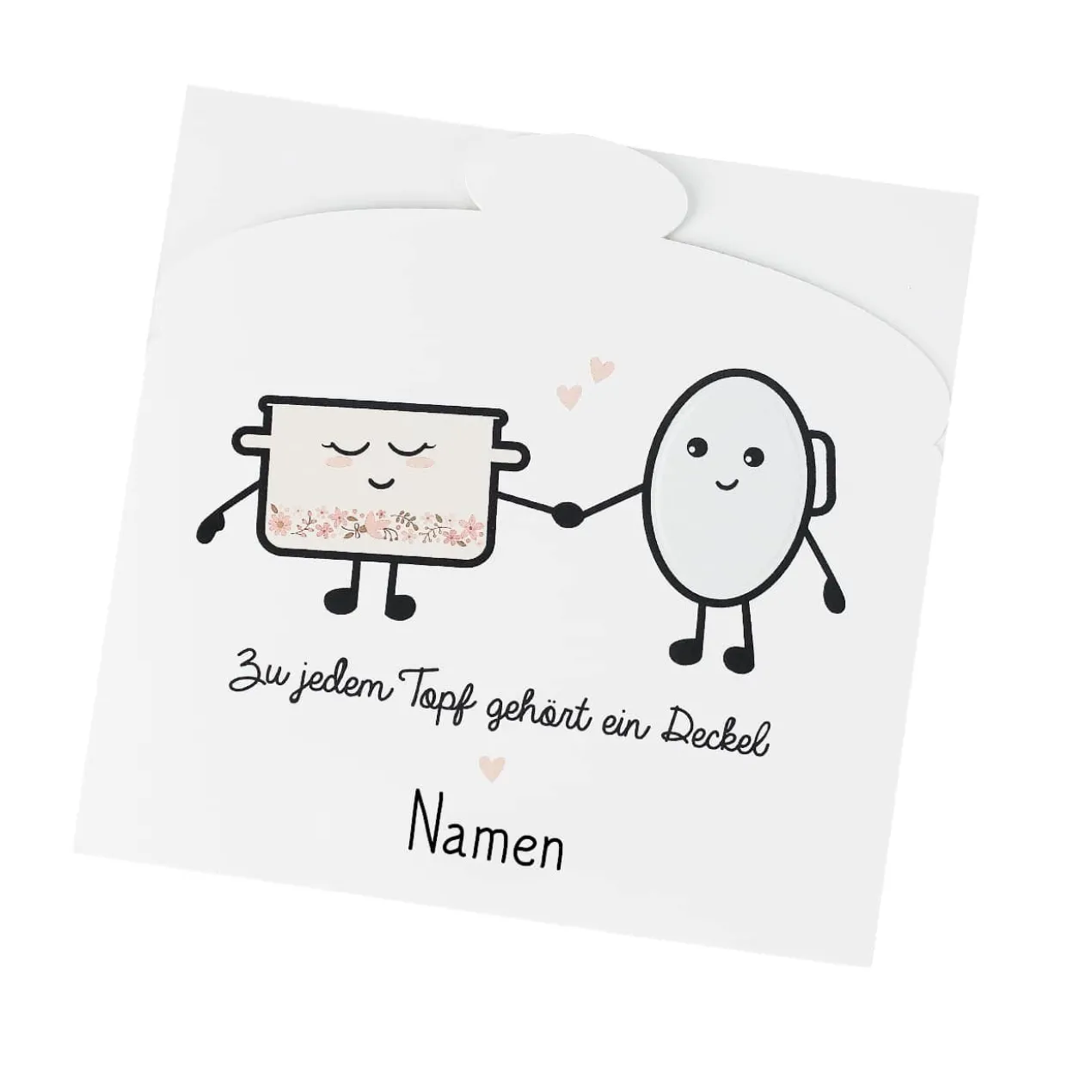 Topf und Deckel - Klappkarte mit Namen für Verliebte