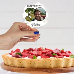 Tortentopper - Happy Birthday- für Ihr Wunschalter mit Foto und Namensaufdruck