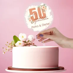 Tortentopper - 50 Jahre gemeinsam - aus Acryl mit Namen bedruckt