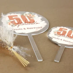 Tortentopper - 50 Jahre gemeinsam - aus Acryl mit Namen bedruckt