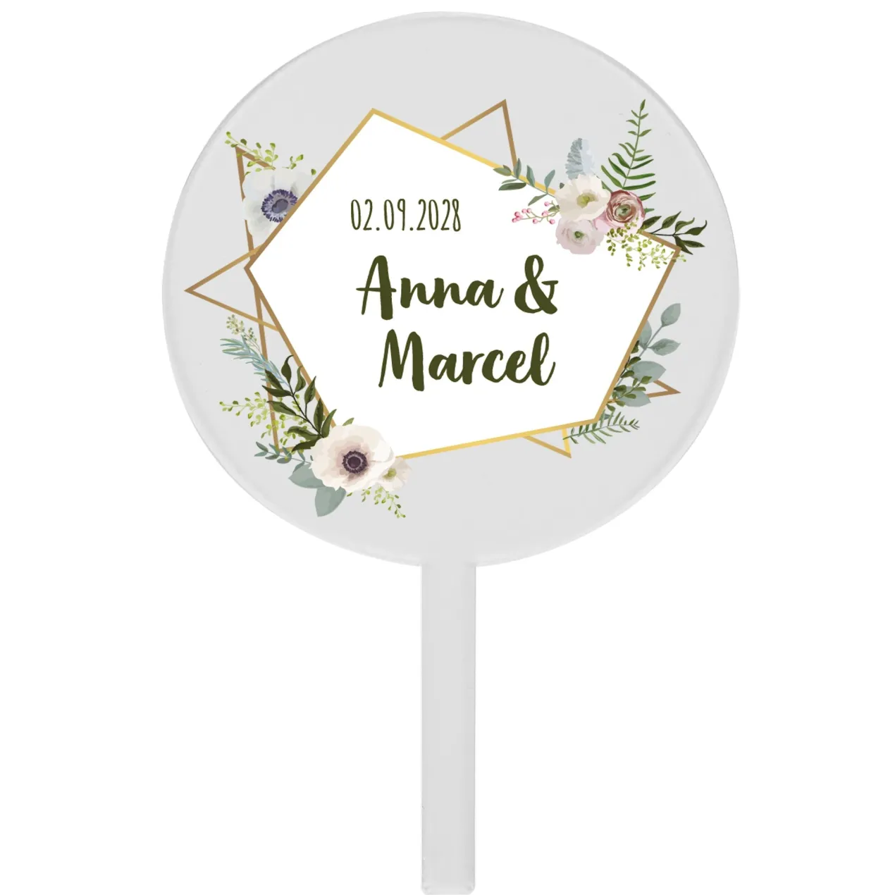 Tortentopper zur Hochzeit personalisiert mit Namen & Datum | Acryl Caketopper für Hochzeitstorte