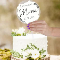 Tortentopper - Zweige - zur Taufe, Kommunion, Konfirmation mit Ihren Wunschtexten