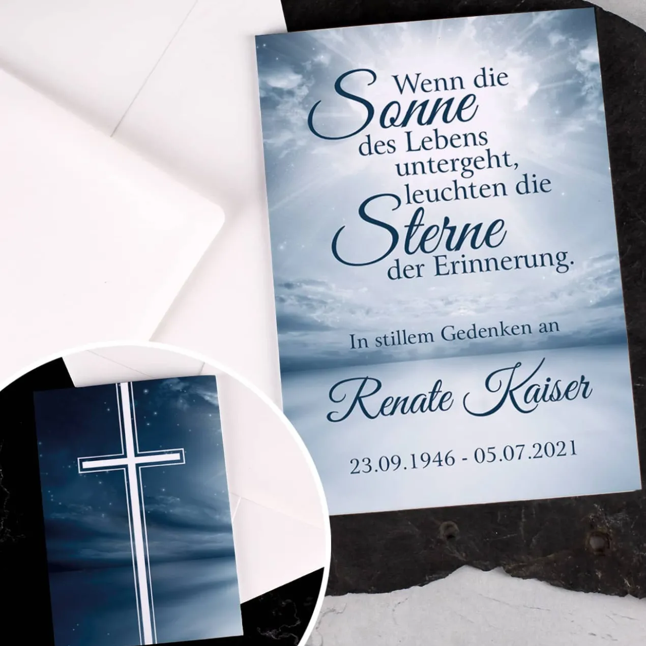 Trauerkarte - Wenn die Sonne des Lebens untergeht