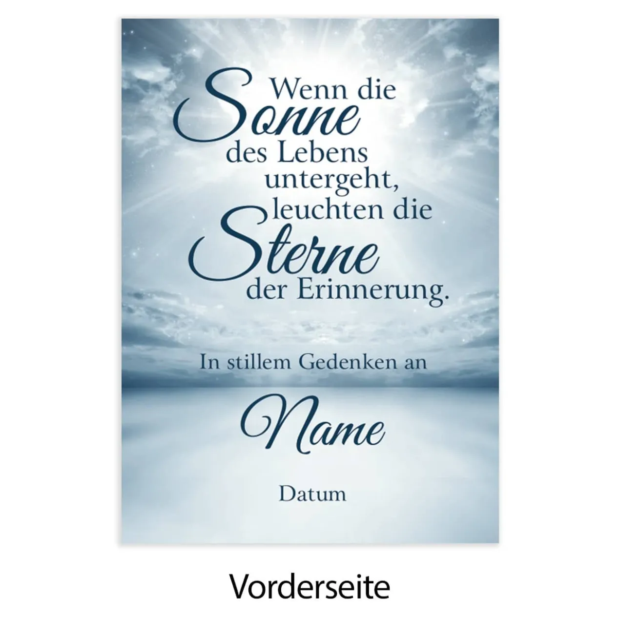 Trauerkarte - Wenn die Sonne des Lebens untergeht