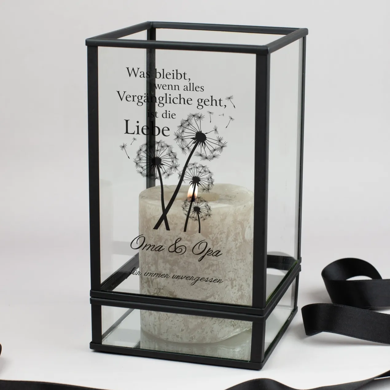 Trauer Windlicht mit Pusteblumenmotiv | Personalisierte Laterne mit Name & Datum Ritzenhoff & Breker