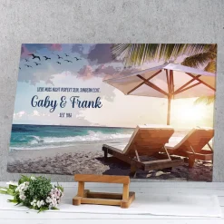Traumstrand - Leinwand mit Ihrem Text, Namen und Datum 60x40cm
