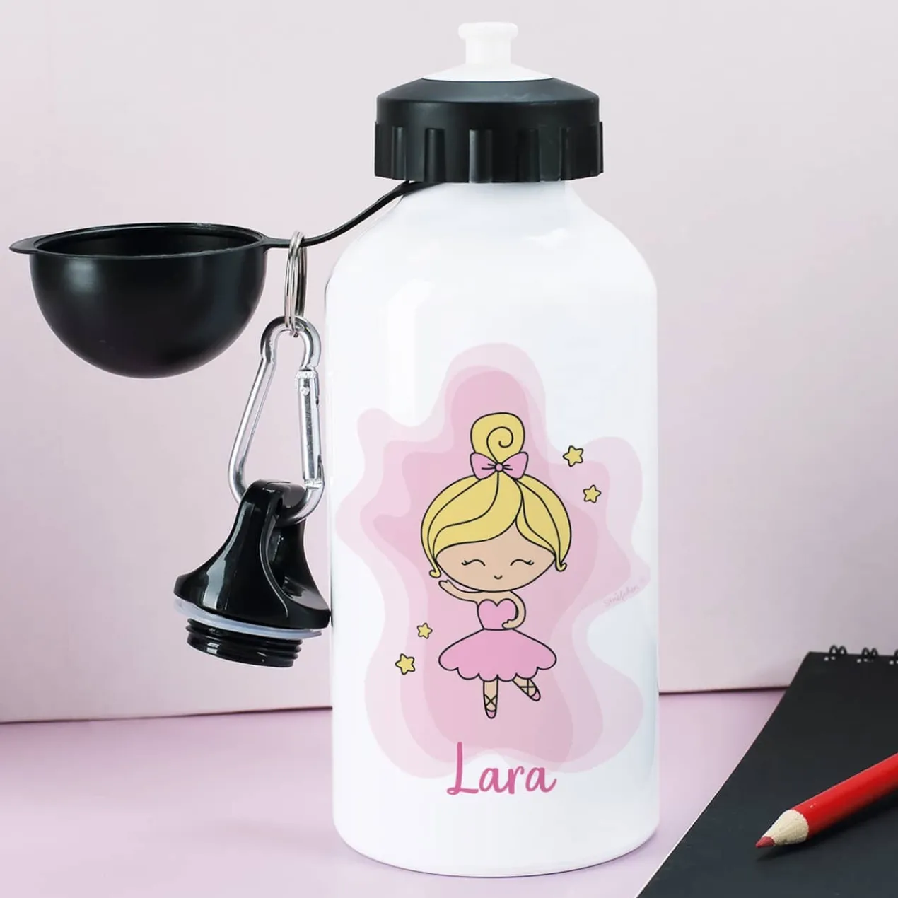Trinkflasche mit Ballerina und Ihrem Wunschnamen
