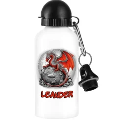 Trinkflasche mit Drachen-Motiv und Wunschname