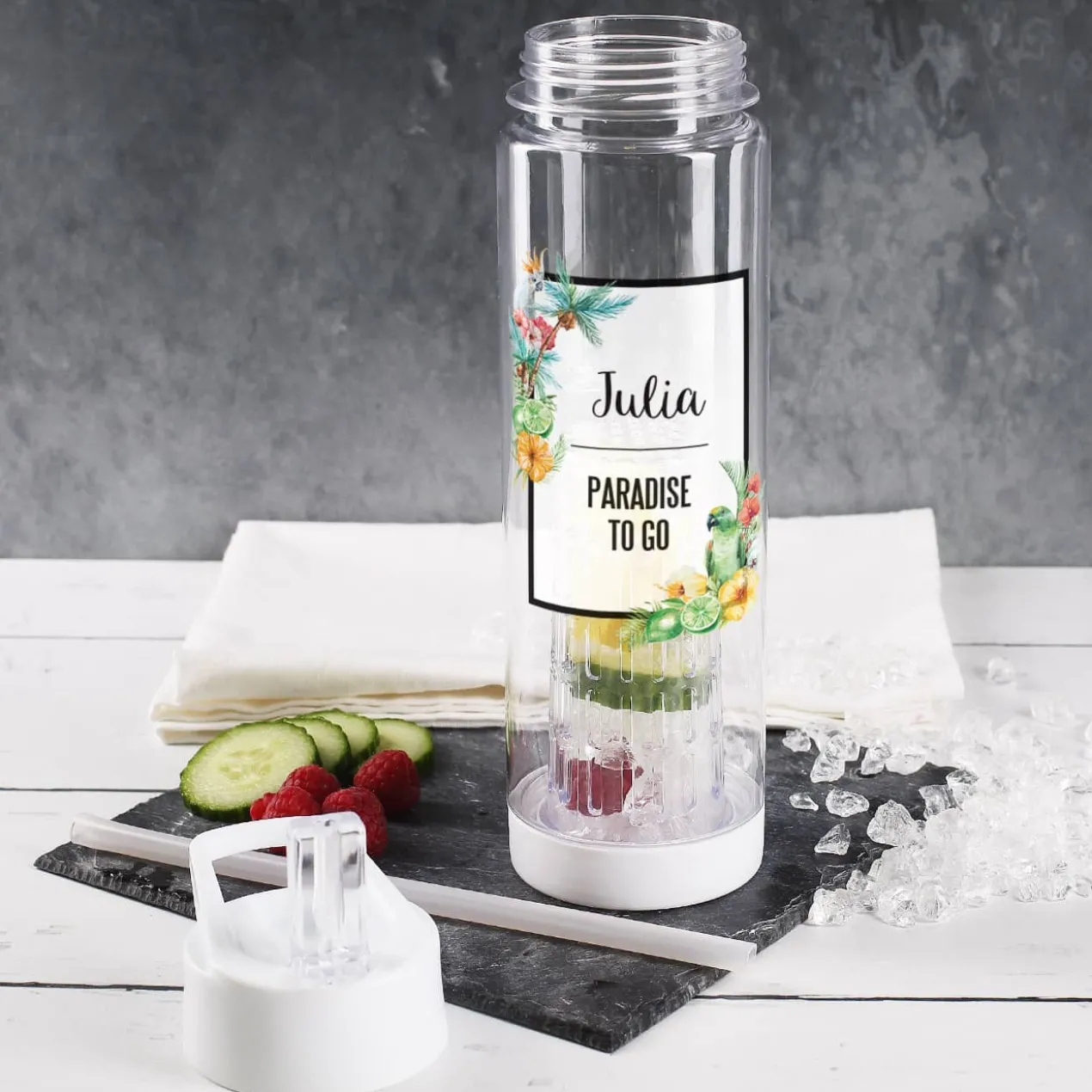 Trinkflasche mit Fruchteinsatz - Paradise to go