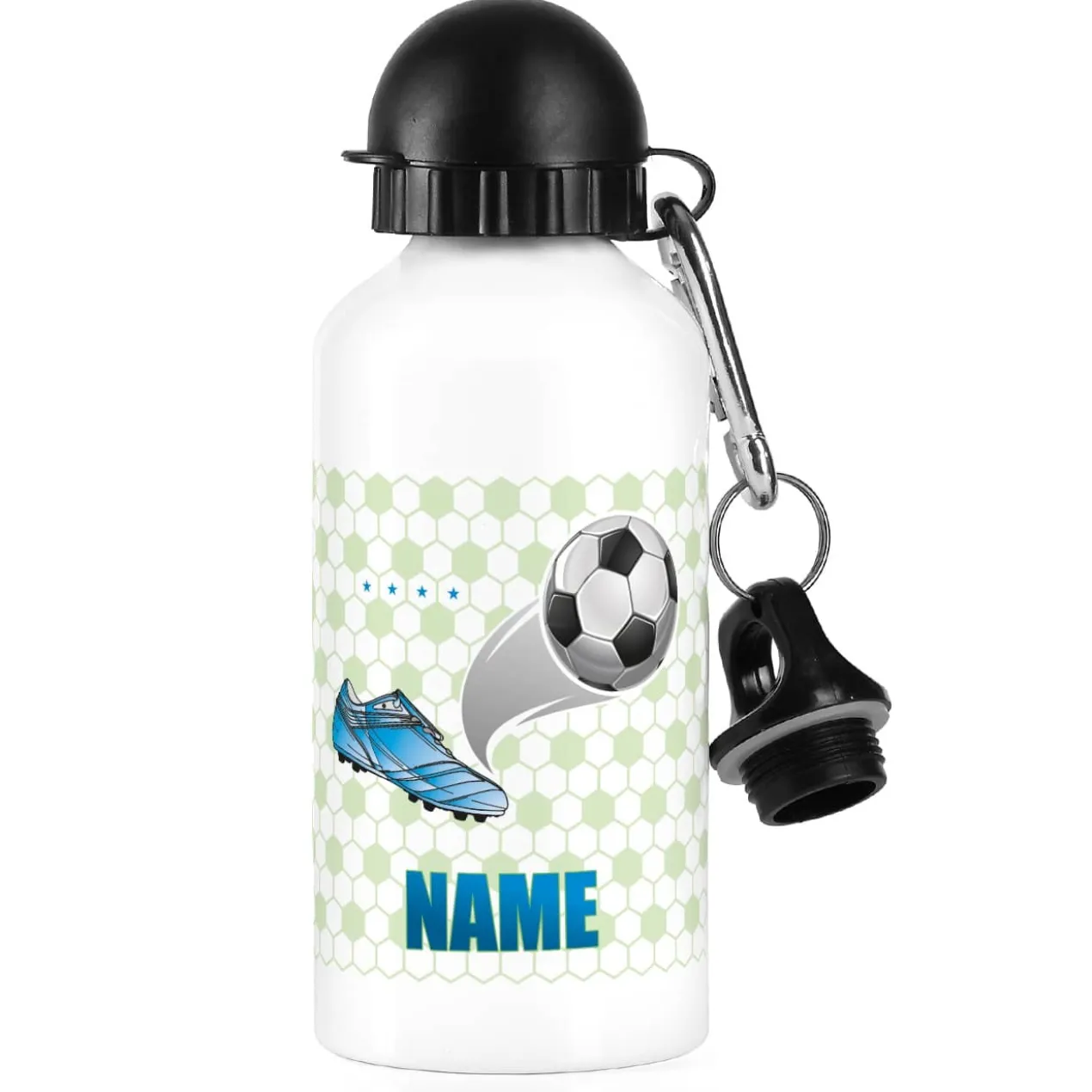 Trinkflasche mit Fußball-Motiv und Name
