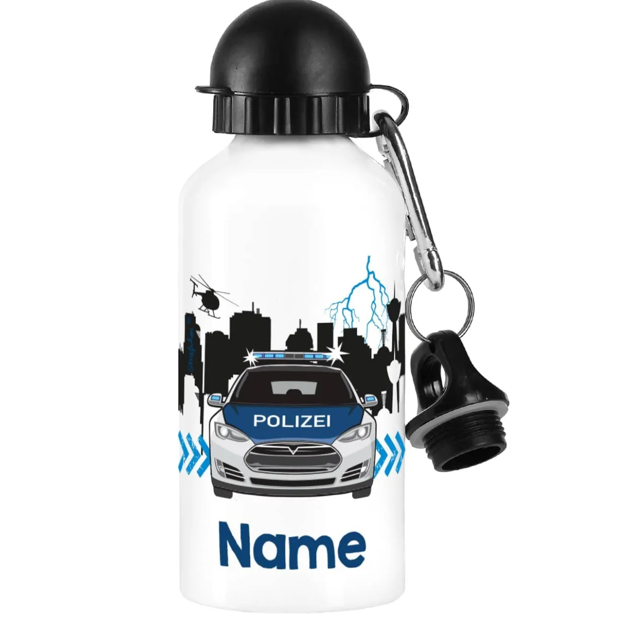 Trinkflasche mit Polizeiauto und Name