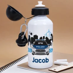 Trinkflasche mit Polizeiauto und Name