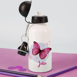 Trinkflasche mit Schmetterling und Name 500ml