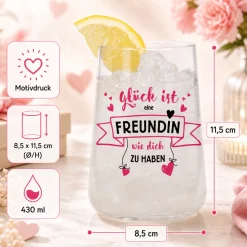 Trinkglas als Geschenk für beste Freundin | Glück ist eine Freundin wie dich zu haben - Glas 430 ml
