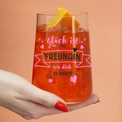 Trinkglas als Geschenk für beste Freundin | Glück ist eine Freundin wie dich zu haben - Glas 430 ml