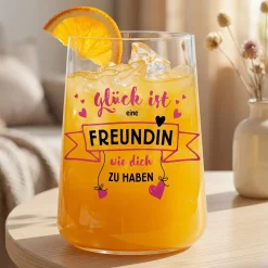 Trinkglas als Geschenk für beste Freundin | Glück ist eine Freundin wie dich zu haben - Glas 430 ml