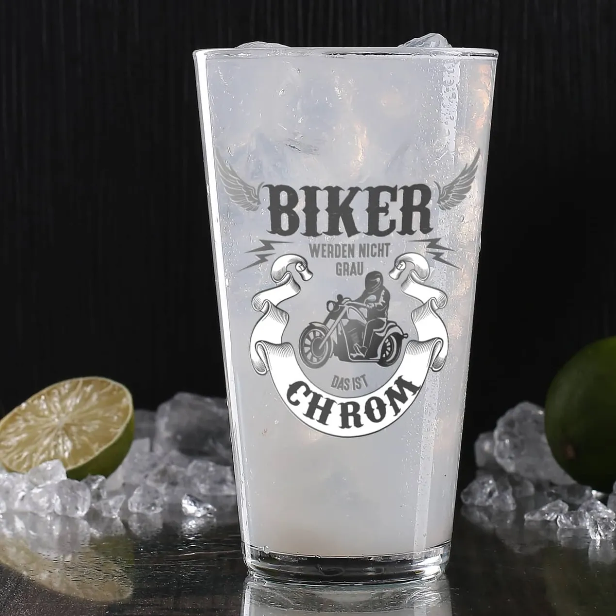 Trinkglas - Biker werden nicht grau, das ist Chrom!
