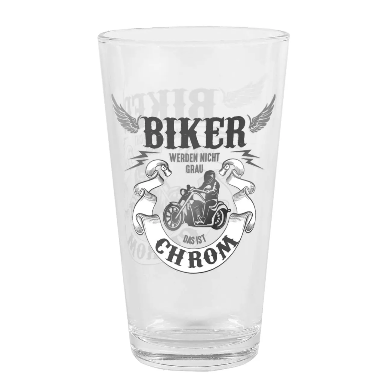 Trinkglas - Biker werden nicht grau, das ist Chrom!