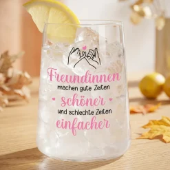 Trinkglas für Freundinnen | Gute Zeiten, schlechte Zeiten Glas als Geschenk für beste Freundin 430ml