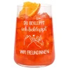 Trinkglas für Freundinnen mit Spruch | Du bekloppt ich bekloppt Geschenk für beste Freundin 430ml Glas
