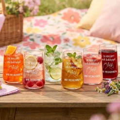 Trinkglas für Freundinnen mit Spruch | Du bekloppt ich bekloppt Geschenk für beste Freundin 430ml Glas