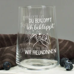 Trinkglas für Freundinnen mit Spruch | Du bekloppt ich bekloppt Geschenk für beste Freundin 430ml Glas