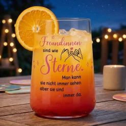 Trinkglas für Freundinnen mit Spruch - Freundinnen sind wie Sterne | Geschenk für beste Freundin 430ml