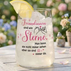 Trinkglas für Freundinnen mit Spruch - Freundinnen sind wie Sterne | Geschenk für beste Freundin 430ml