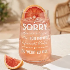 Trinkglas für Freundinnen mit witzigem Spruch | Geschenk für beste Freundin & Freundschaft 430 ml Glas