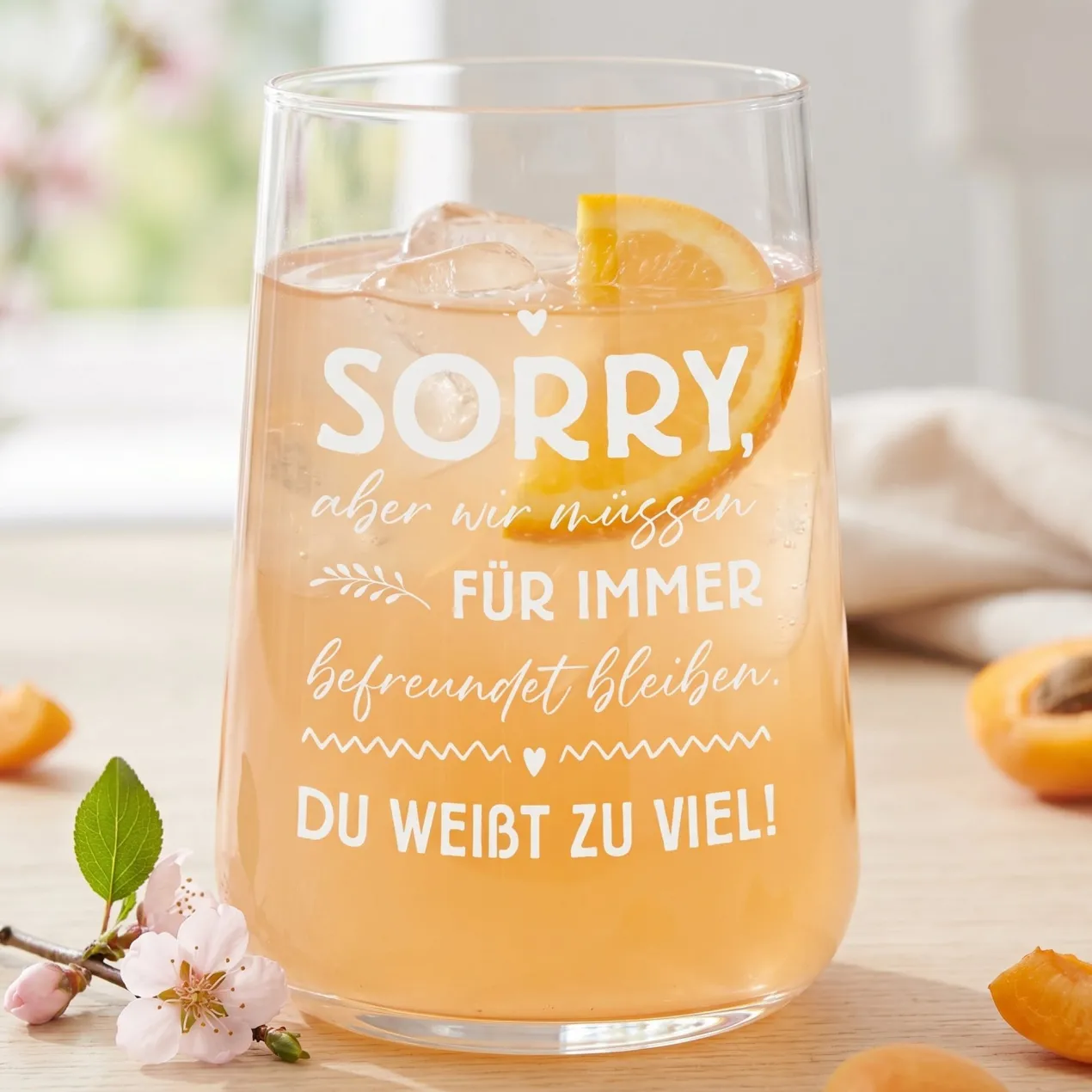 Trinkglas für Freundinnen mit witzigem Spruch | Geschenk für beste Freundin & Freundschaft 430 ml Glas
