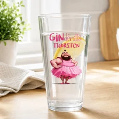 Trinkglas 'Ginderella' mit Name personalisiert | Gin Tonic Glas als lustiges Geschenk für Männer