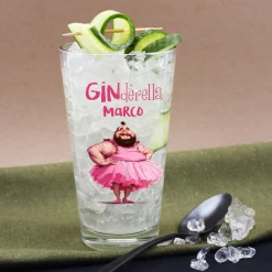 Trinkglas 'Ginderella' mit Name personalisiert | Gin Tonic Glas als lustiges Geschenk für Männer