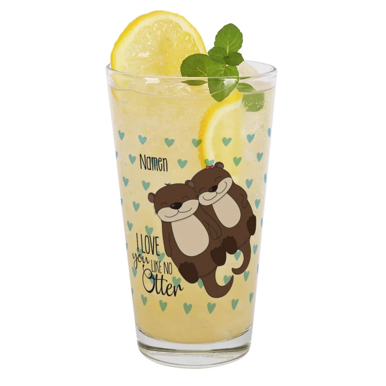 Trinkglas - I love you like no Otter - mit Namen bedruckt