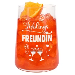 Trinkglas Lieblingsfreundin mit Herzmotiv | Glas 430ml als Geschenk für beste Freundin | Cocktailglas